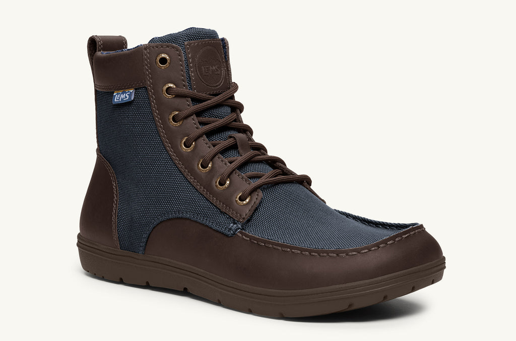 Men's Lems Nylon Boots Boulder Navy Brown | ATO3153RD