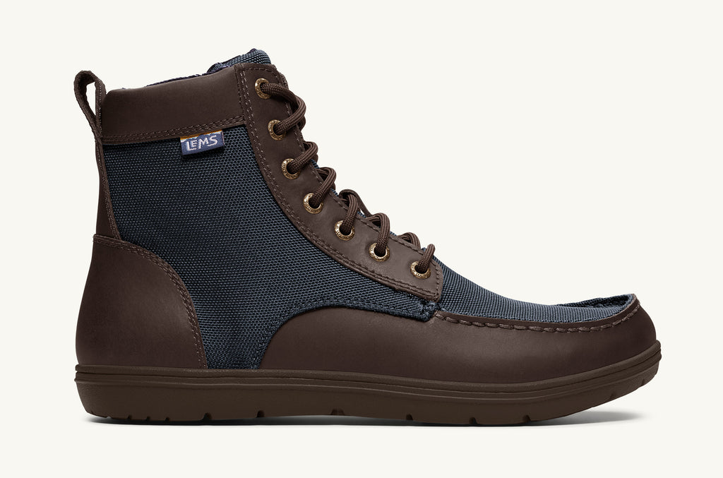 Men's Lems Nylon Boots Boulder Navy Brown | ATO3153RD