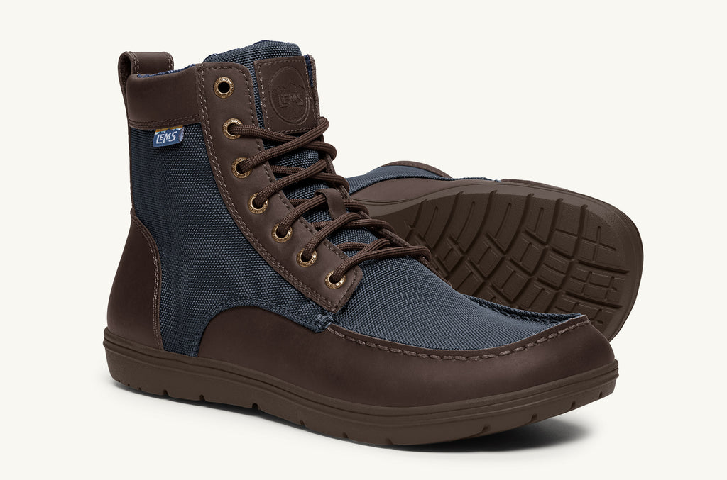 Men's Lems Nylon Boots Boulder Navy Brown | ATO3153RD